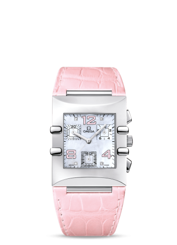 Omega Constellation Quadra Quartz 28 Chronograph Stainless Steel / MOP/ Alligator 1841.70.34