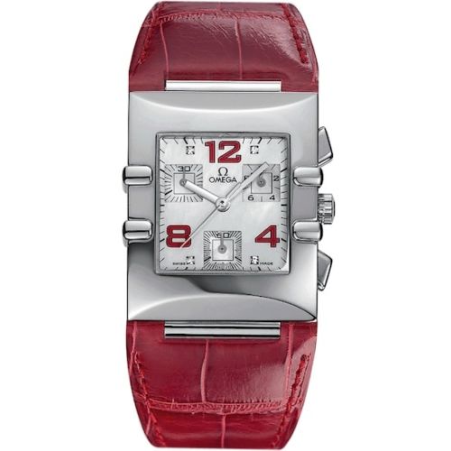 Omega Constellation Quadra Quartz 28 Chronograph Stainless Steel / MOP/ Alligator 1841.73.31