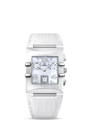 Omega Constellation Quadra Quartz 28 Chronograph Stainless Steel / MOP/ Alligator 1841.75.36