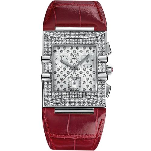 Omega Constellation Quadra Quartz 28 Chronograph Stainless Steel - Diamond / White / Strap 1845.87.31
