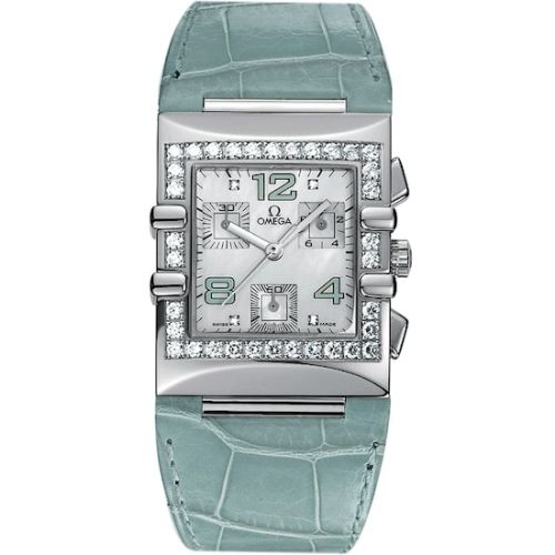 Omega Constellation Quadra Quartz 28 Chronograph Stainless Steel / Diamond / MOP/ Alligator 1847.74.41