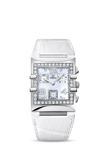Omega Constellation Quadra Quartz 28 Chronograph Stainless Steel / Diamond / MOP/ Alligator 1847.75.36