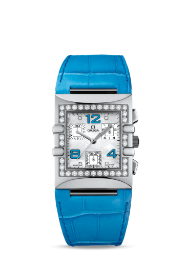 Omega Constellation Quadra Quartz 28 Chronograph Stainless Steel / Diamond / MOP/ Alligator 1847.76.61