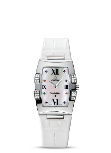 Omega Constellation Quadrella Quartz 25 Stainless Steel / MOP / White Alligator 1886.79.36