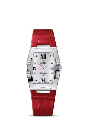 Omega Constellation Quadrella Quartz 25 Stainless Steel / MOP / Red Alligator 1886.79.40