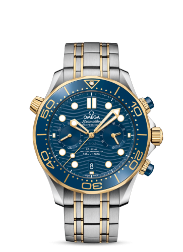 Omega Seamaster Diver 300M Master Co-Axial 44 Chronograph Stainless Steel / Yellow Gold / Blue / Bracelet 210.20.44.51.03.001