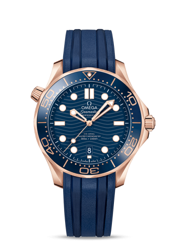 Omega Seamaster Diver 300M Master Co-Axial 42 Sedna Gold / Blue / Rubber 210.62.42.20.03.001