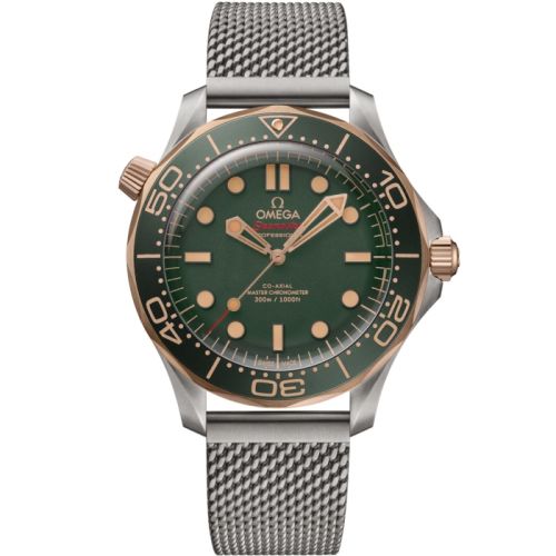 Omega Seamaster Diver 300M Master Co-Axial 42 Titanium - Bronze Gold / Green / Bracelet 210.90.42.20.10.001