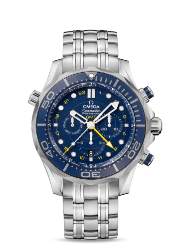 Omega Seamaster Diver 300M Co-Axial 44 GMT Chronograph Stainless Steel / Blue / Bracelet 212.30.44.52.03.001