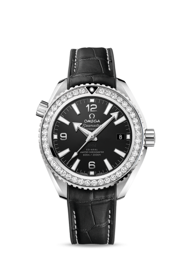 Omega Seamaster Planet Ocean 600M Co-Axial 39.5 Master Chronometer Stainless Steel / Diamond / Black / Alligator 215.18.40.20.01.001