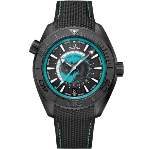 Omega Seamaster Planet Ocean 600M Co-Axial Worldtimer 45.5 Master Chronometer GMT Ceramic / Black - Turquoise / Rubber 215.92.46.22.01.006
