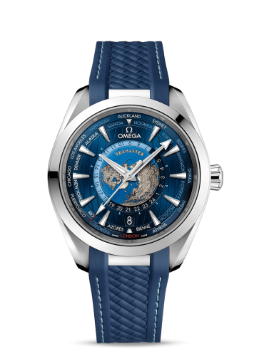 Omega Seamaster Aqua Terra 150M Master Chronometer 43 Worldtimer Stainless Steel / Blue / Rubber 220.12.43.22.03.001
