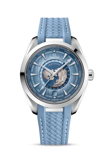 Omega Seamaster Aqua Terra 150M Master Chronometer 43 Worldtimer Stainless Steel / Summer Blue / Rubber 220.12.43.22.03.002