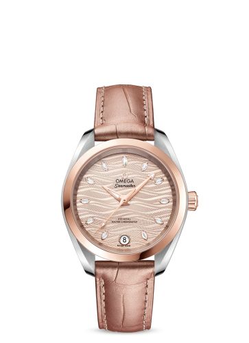 Omega Seamaster Aqua Terra 150M Master Chronometer 34 Stainless Steel / Sedna Gold / Grey - Diamond / Alligator 220.23.34.20.59.001