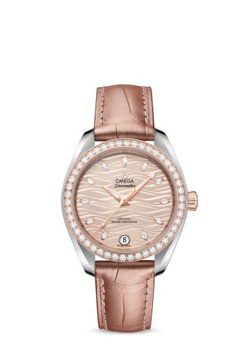 Omega Seamaster Aqua Terra 150M Master Chronometer 34 Stainless Steel / Sedna Gold / Diamond / Grey - Diamond / Alligator 220.28.34.20.59.001