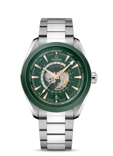 Omega Seamaster Aqua Terra 150M Master Chronometer 43 Worldtimer Stainless Steel - Ceramic / Green / Bracelet 220.30.43.22.10.001