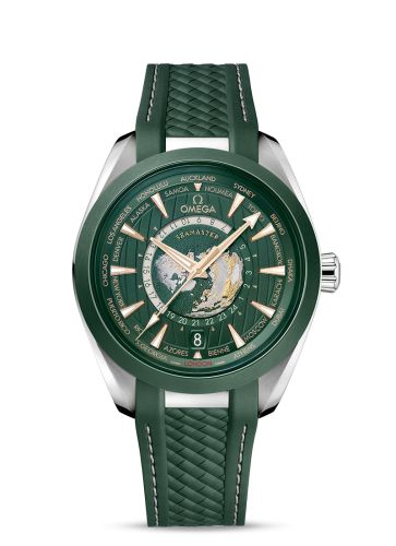Omega Seamaster Aqua Terra 150M Master Chronometer 43 Worldtimer Stainless Steel - Ceramic / Green / Rubber 220.32.43.22.10.001