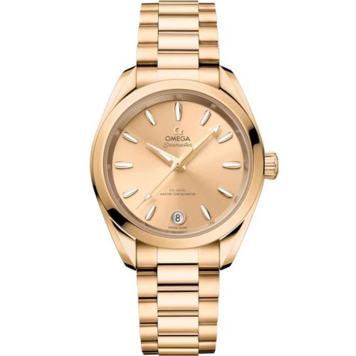 Omega Seamaster Aqua Terra 150M Shades Master Chronometer 34 Moonshine Gold / Champagne / Bracelet 220.50.34.20.08.001