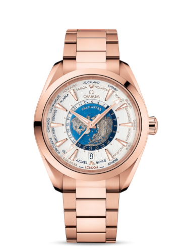 Omega Seamaster Aqua Terra 150M Master Chronometer 43 Worldtimer Sedna Gold / Silver / Bracelet 220.50.43.22.02.001