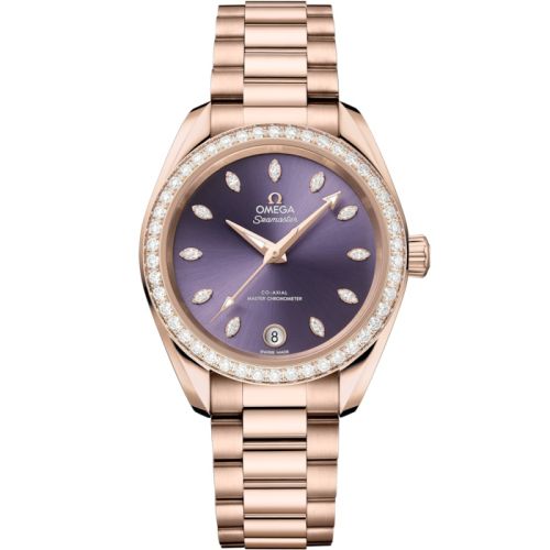 Omega Seamaster Aqua Terra 150M Shades Master Chronometer 34 Sedna Gold - Diamond / Lavender / Bracelet 220.55.34.20.60.001