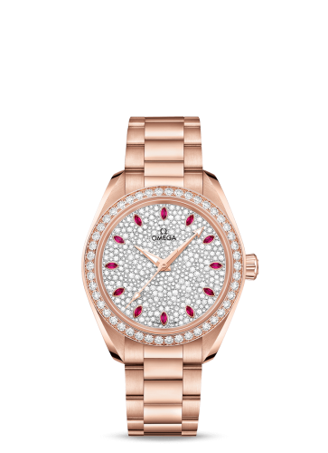 Omega Seamaster Aqua Terra 150M Master Chronometer 34 Sedna Gold / Diamond / Snow Ruby / Bracelet 220.55.34.20.99.001
