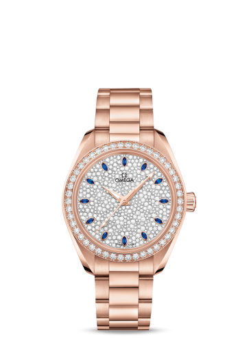Omega Seamaster Aqua Terra 150M Master Chronometer 34 Sedna Gold / Diamond / Snow Sapphire / Bracelet 220.55.34.20.99.002