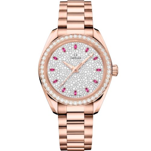 Omega Seamaster Aqua Terra 150M Master Chronometer 34 Sedna Gold / Diamond / Snow Ruby / Bracelet 220.55.34.20.99.007