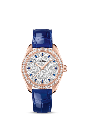 Omega Seamaster Aqua Terra 150M Master Chronometer 34 Sedna Gold / Diamond / Snow Sapphire / Alligator 220.58.34.20.99.002