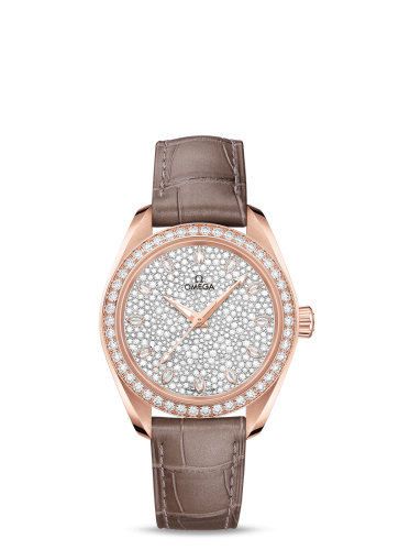 Omega Seamaster Aqua Terra 150M Master Chronometer 34 Sedna Gold / Diamond / Snow Diamond / Alligator 220.58.34.20.99.003