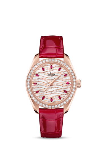 Omega Seamaster Aqua Terra 150M Master Chronometer 34 Sedna Gold / Diamond / Wave Ruby / Alligator 220.58.34.20.99.004