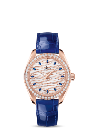 Omega Seamaster Aqua Terra 150M Master Chronometer 34 Sedna Gold / Diamond / Wave Sapphire / Alligator 220.58.34.20.99.005
