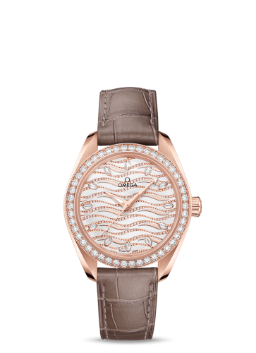 Omega Seamaster Aqua Terra 150M Master Chronometer 34 Sedna Gold / Diamond / Wave Diamond / Alligator 220.58.34.20.99.006