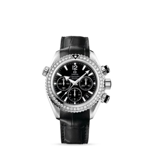 Omega Seamaster Planet Ocean 600M Co-Axial 37.5 Chronograph Stainless Steel / Diamond / Black / Alligator 222.18.38.50.01.001