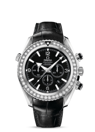 Omega Seamaster Planet Ocean 600M Co-Axial 45.5 Chronograph Stainless Steel / Diamond / Black / Alligator 222.18.46.50.01.001