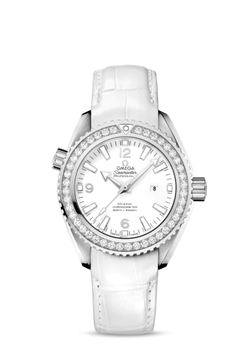 Omega Seamaster Planet Ocean 600M Co-Axial 37.5 Stainless Steel / Diamond / White / Alligator 232.18.38.20.04.001