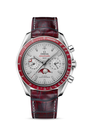 Omega Speedmaster Moonphase Chronograph Master Chronometer Platinum / Silver 304.93.44.52.99.001