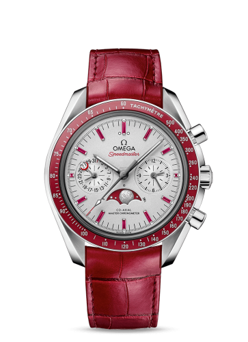 Omega Speedmaster Moonphase Chronograph Master Chronometer Platinum / Silver / Ruby 304.93.44.52.99.002