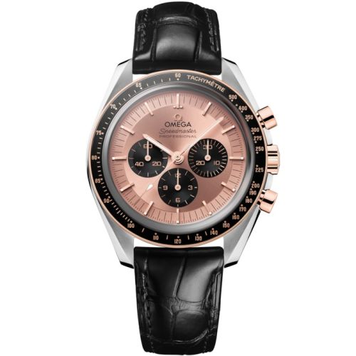 Omega Speedmaster Professional Moonwatch 3861 Stainless Steel - Sedna Gold / Pink / Alligator 310.23.42.50.99.001