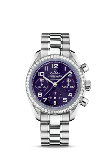 Omega Speedmaster Date 38 Stainless Steel / Diamond / Purple / Bracelet 324.15.38.40.10.001
