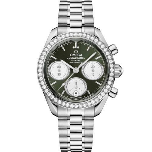 Omega Speedmaster Date 38 Stainless Steel - Diamond / Green / Bracelet 324.15.38.50.60.001