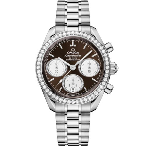 Omega Speedmaster Date 38 Stainless Steel - Diamond / Brown / Bracelet 324.15.38.50.63.001