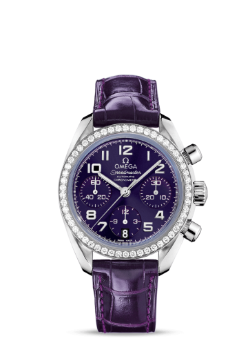 Omega Speedmaster Date 38 Stainless Steel / Diamond / Purple 324.18.38.40.10.001