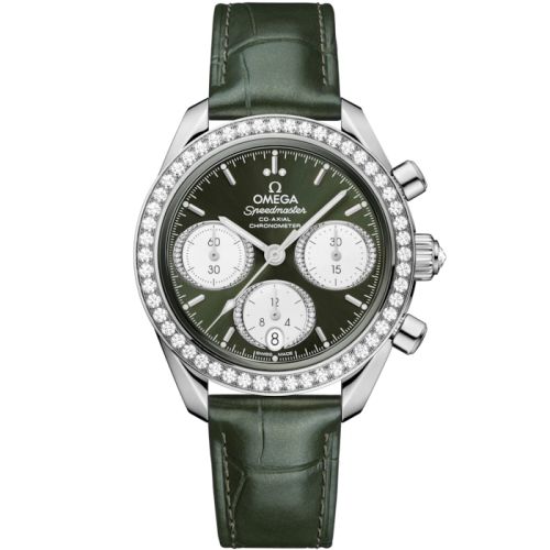 Omega Speedmaster Date 38 Stainless Steel - Diamond / Green / Bracelet 324.18.38.50.60.001