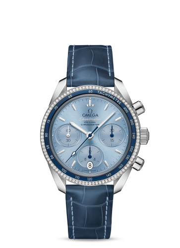 Omega Speedmaster Co-Axial 38 Stainless Steel / Diamond / Blue / Strap 324.38.38.50.03.001