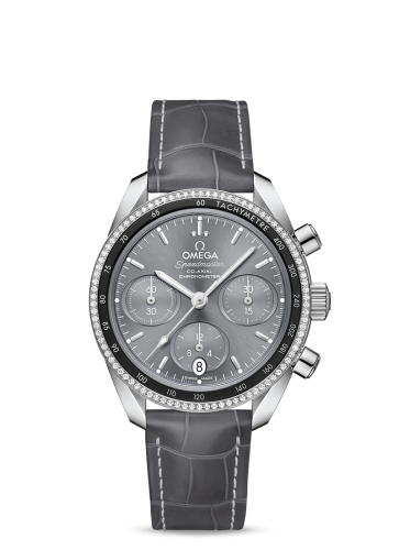 Omega Speedmaster Co-Axial 38 Stainless Steel / Diamond / Grey / Strap 324.38.38.50.06.001