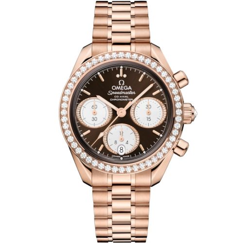 Omega Speedmaster Date 38 Sedna Gold - Diamond / Brown / Bracelet 324.55.38.50.63.001