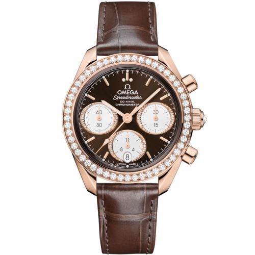 Omega Speedmaster Date 38 Sedna Gold - Diamond / Brown 324.58.38.50.63.001