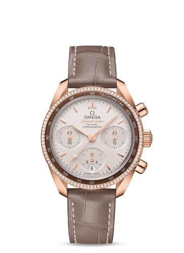Omega Speedmaster Co-Axial 38 Sedna Gold / Diamond / Silver / Strap 324.68.38.50.02.003