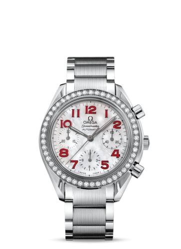 Omega Speedmaster Reduced Ladies Stainless Steel / Diamond / MOP / Red / Bracelet 3535.79.00