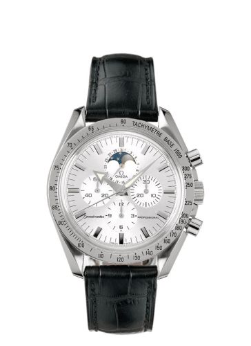 Omega Speedmaster Professional Moonphase Broad Arrow Stainless Steel / Silver / Strap 3875.30.31